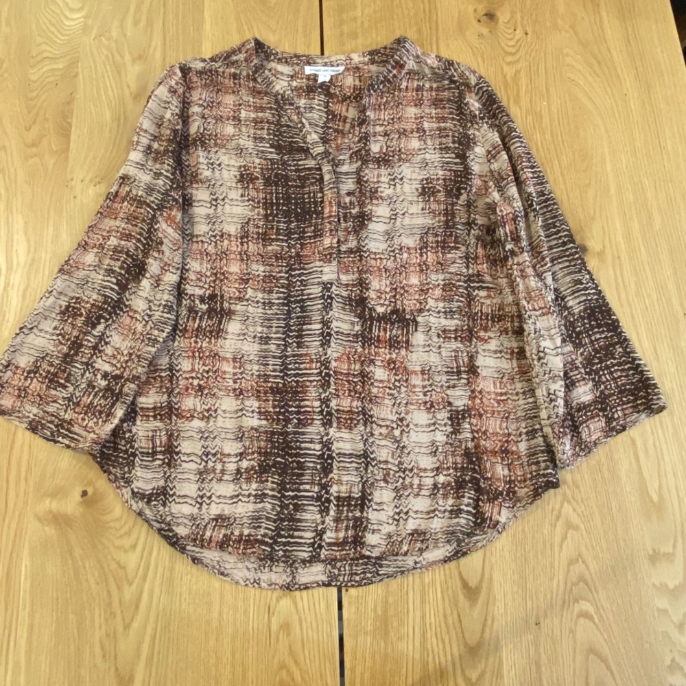 Giorgio Sant Angelo Shirt Womens Medium Brown Textured Pullover Blouse